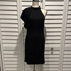 She + Sky Black NWT Bell One Sleeve Midi fitted Dress